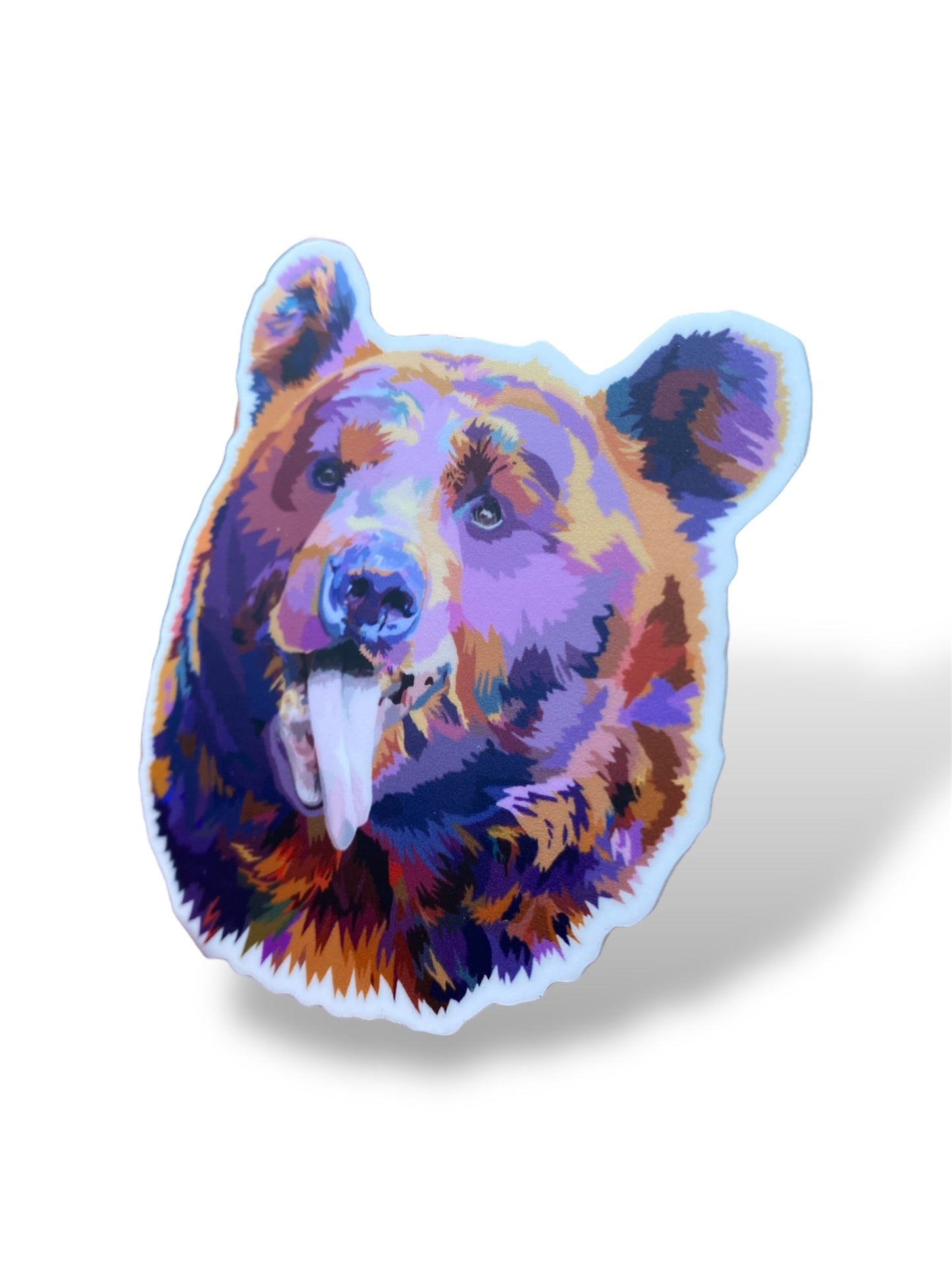 Colourful Bear with Tongue Out Vinyl Sticker