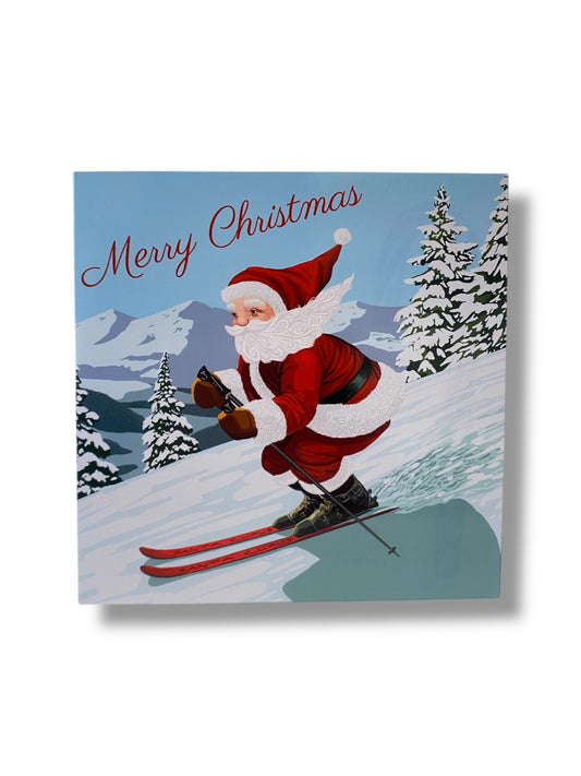 Skiing Santa Christmas Card