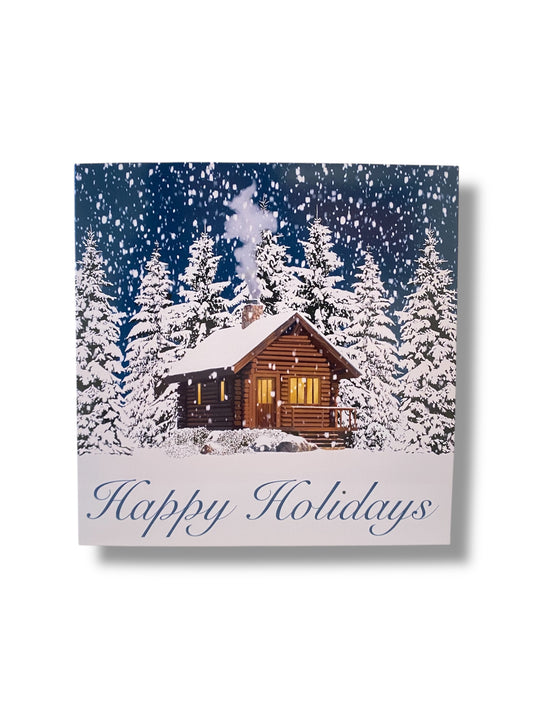 Snowy Cabin Holiday Card