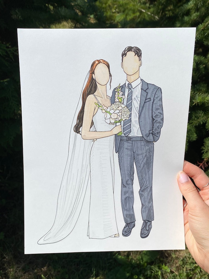 Custom Two People Marker Portrait- 12 x 9 inches
