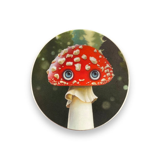 2” Red Fungeyes Mushroom Circle Sticker