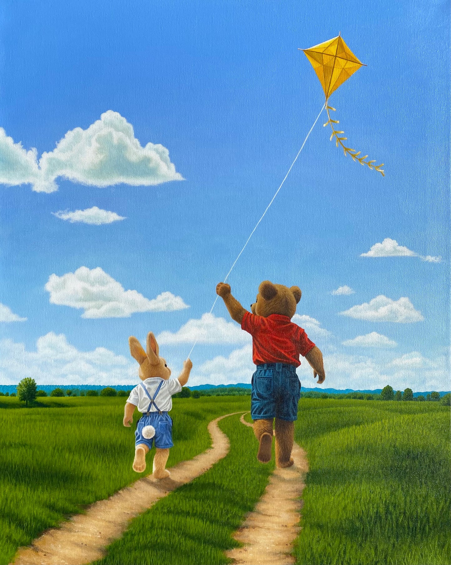 Bunny and Bear Fly a Kite