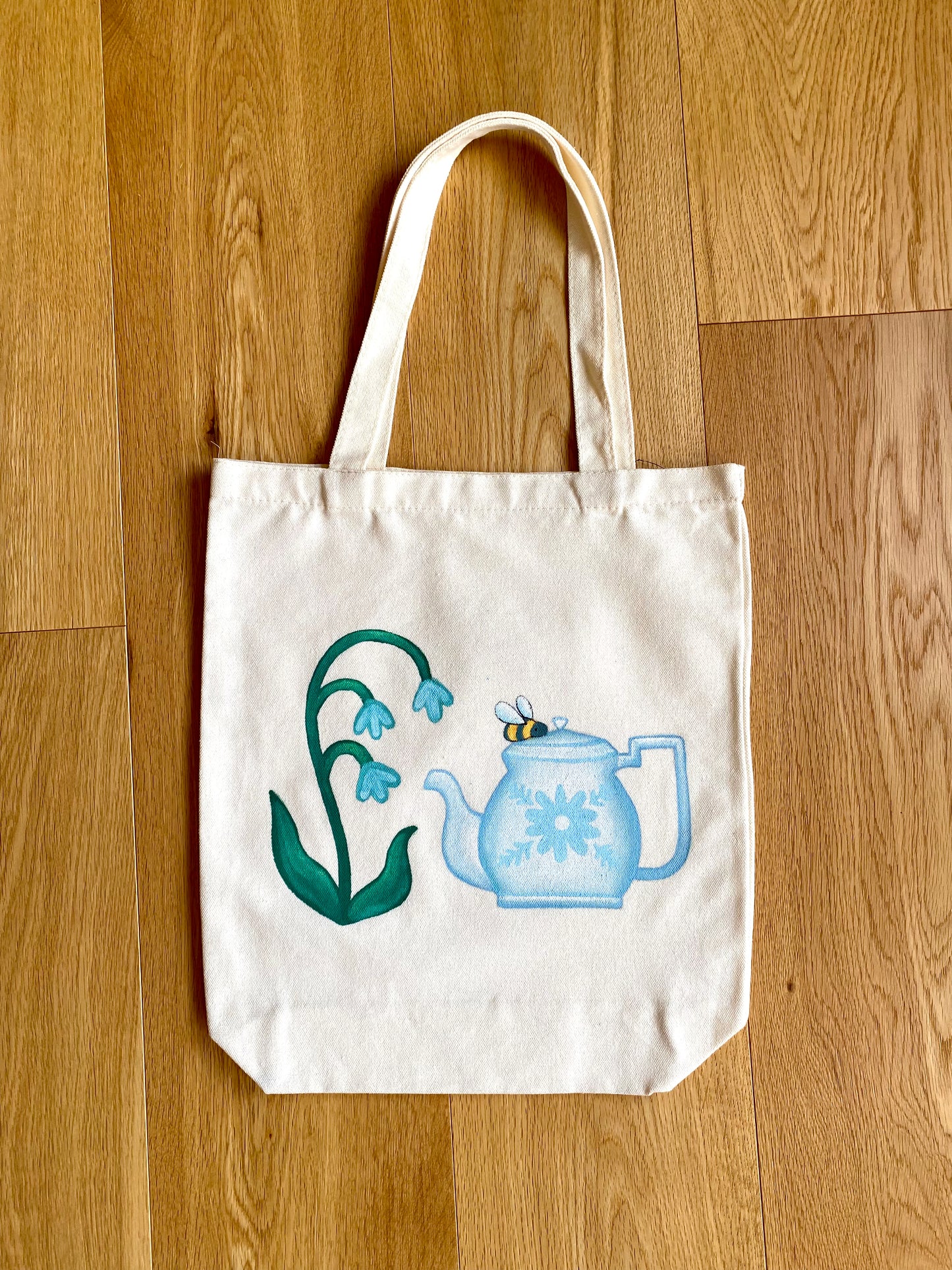 Tea Pot, Bee and Flower Tote Bag