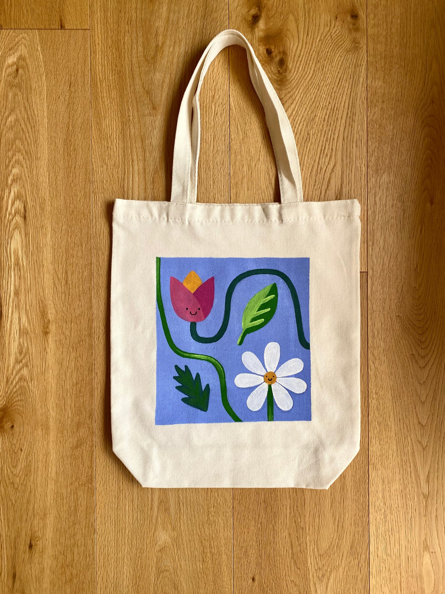 Tulip and Daisy Fun Purple Tote Bag