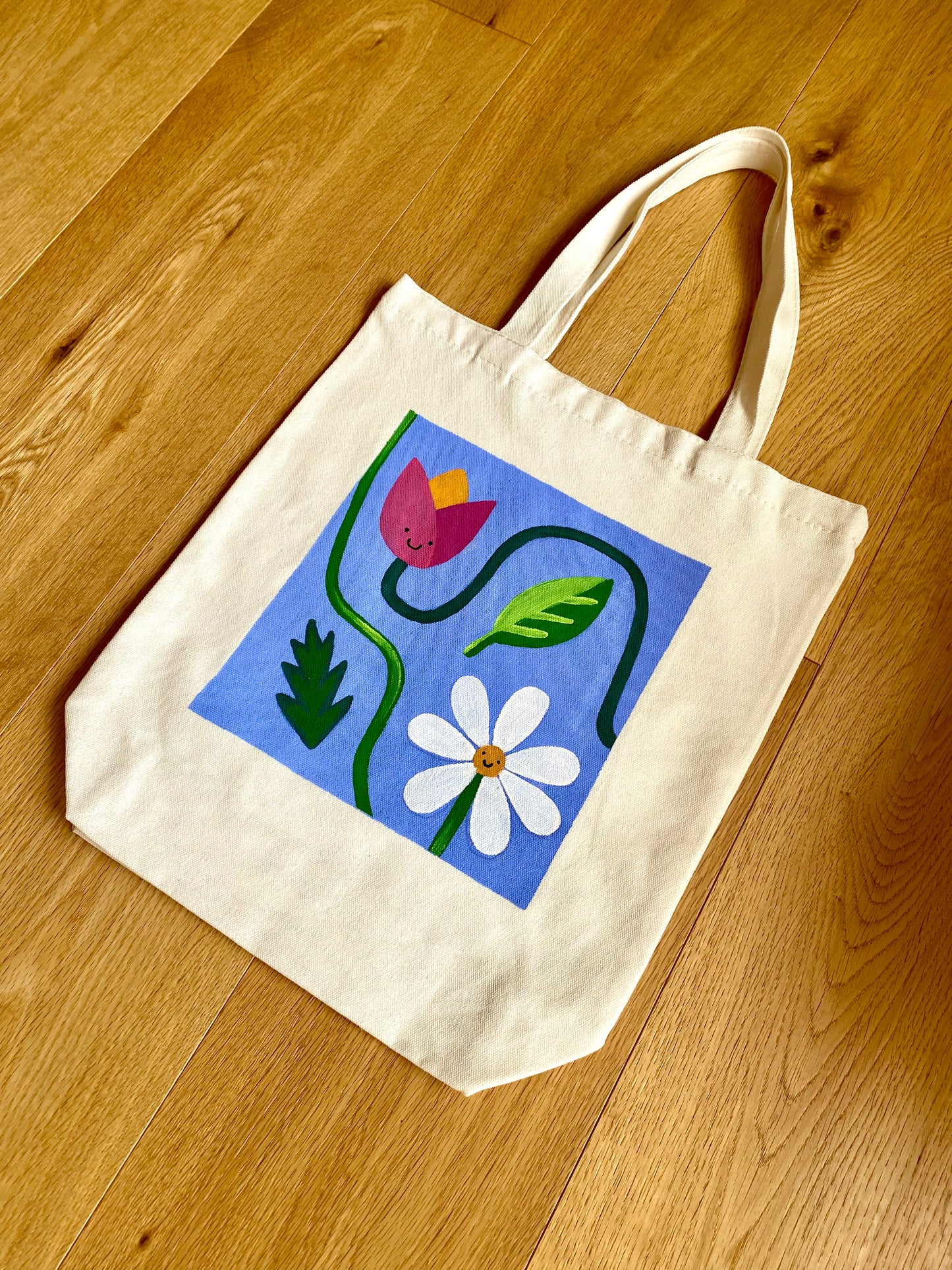 Tulip and Daisy Fun Purple Tote Bag