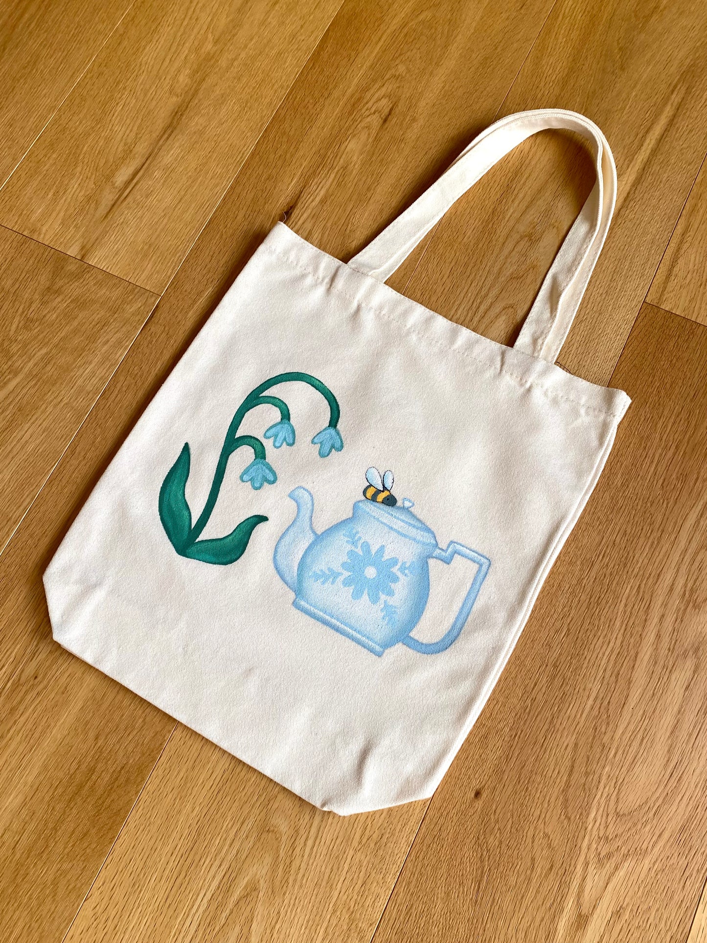Tea Pot, Bee and Flower Tote Bag