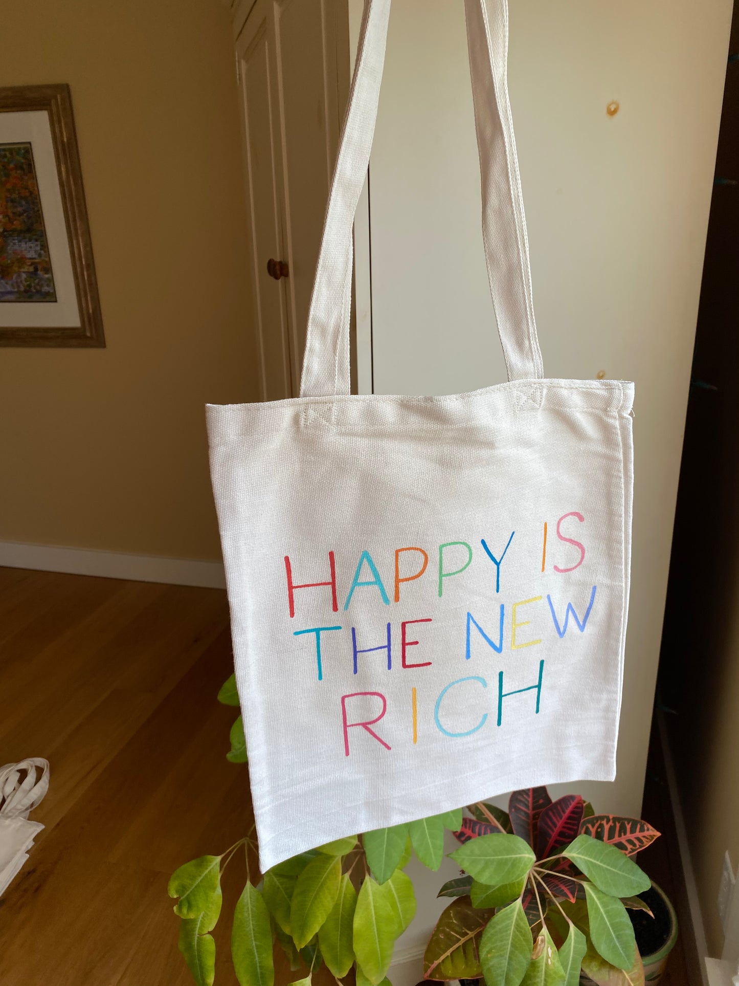 Happy is the New Rich Tote Bag