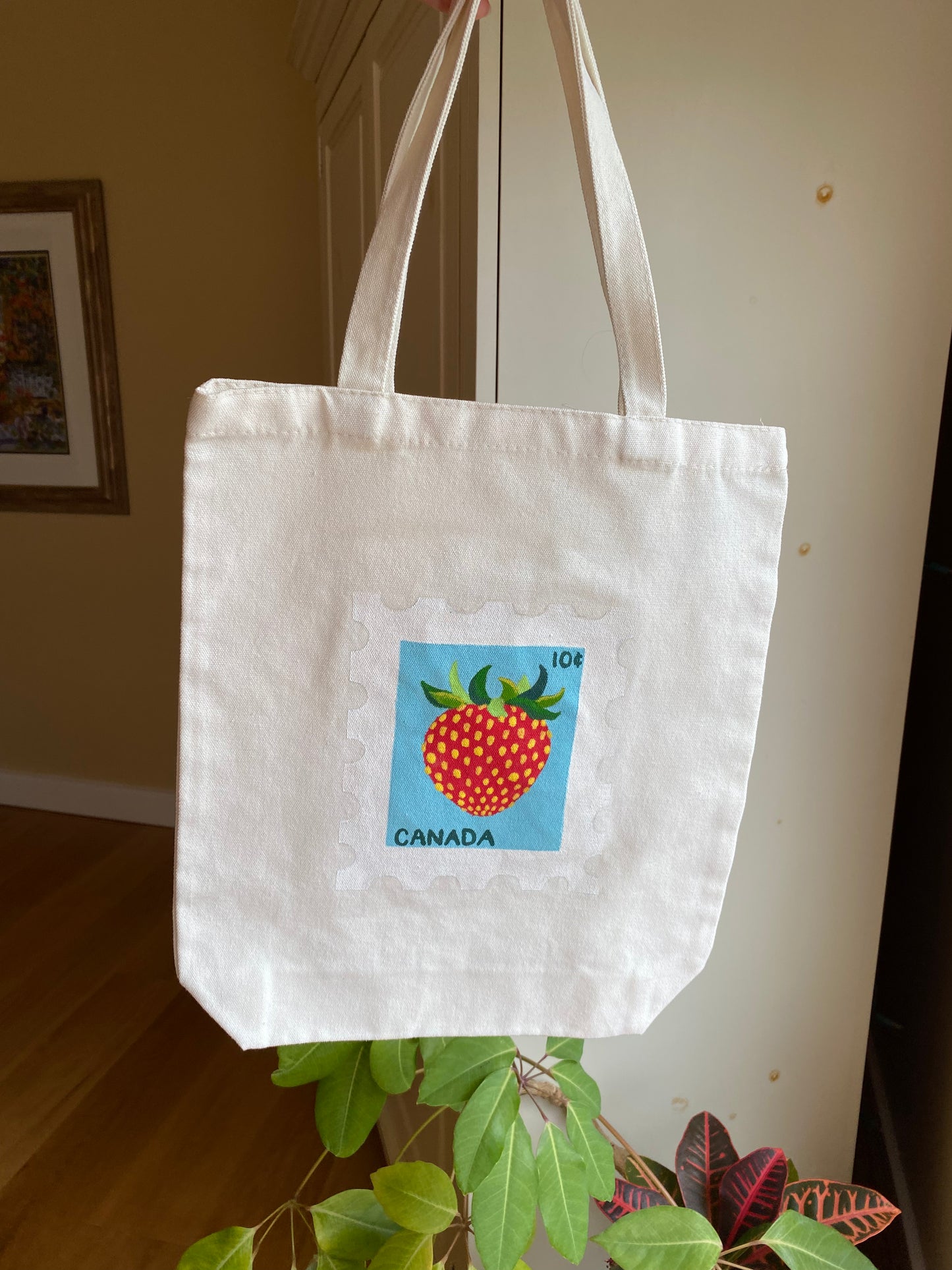 Strawberry Stamp Tote Bag