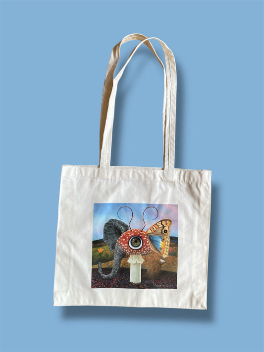 Creatures as Confused as I am No. 9, Surreal Mushroom Tote Bag