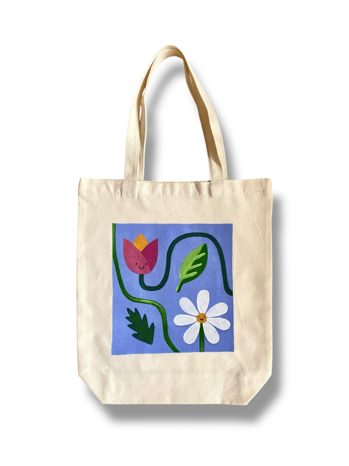 Tulip and Daisy Fun Purple Tote Bag