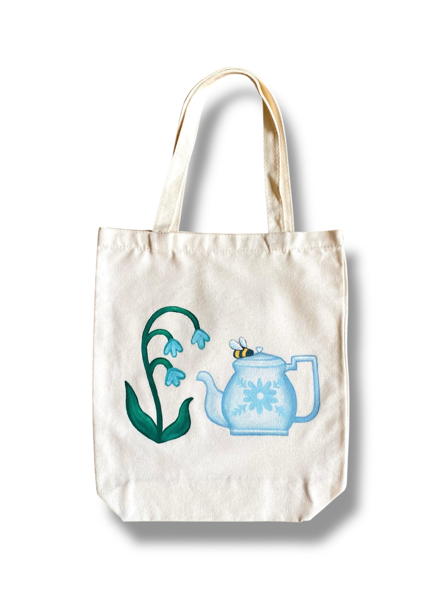 Tea Pot, Bee and Flower Tote Bag