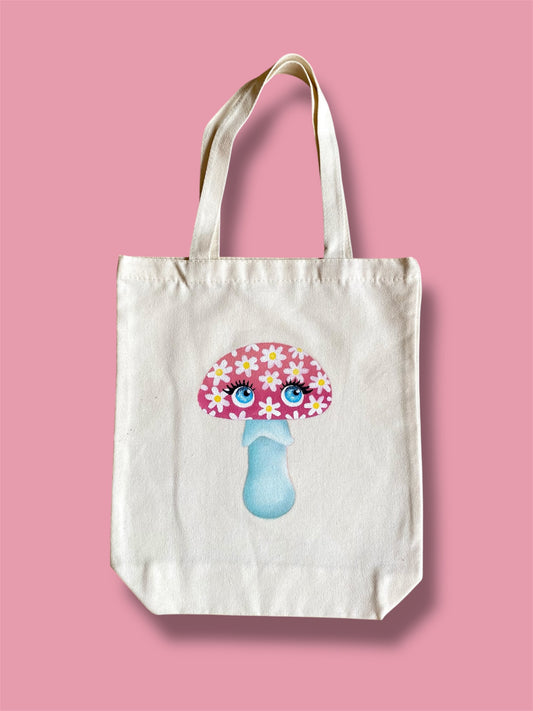 Pink "Fungeyes" with Daisies Tote Bag