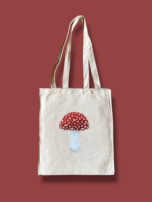 Red Mushroom Long Handle Tote Bag