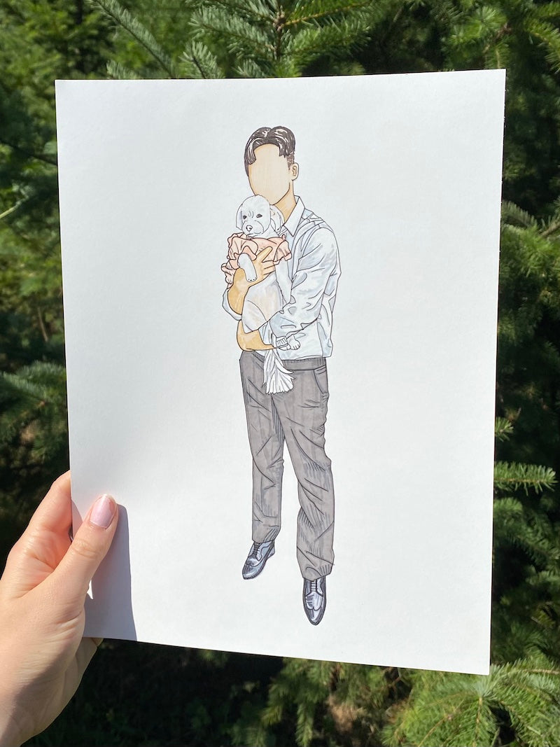 Portrait de marqueur personnalisé pour une personne - 12 x 9 pouces
