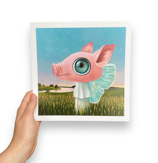 Champignon papillon cochon Impression artistique