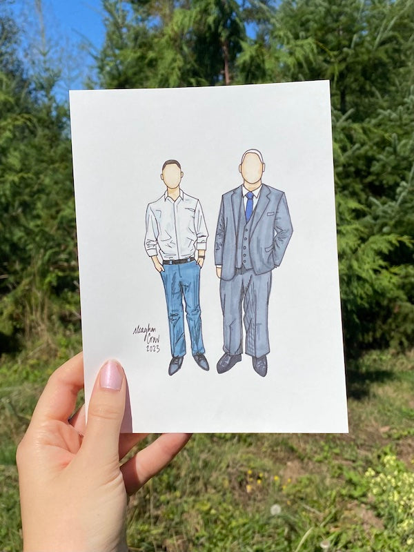 Retrato de marcador personalizado para dos personas: 9 x 6 pulgadas