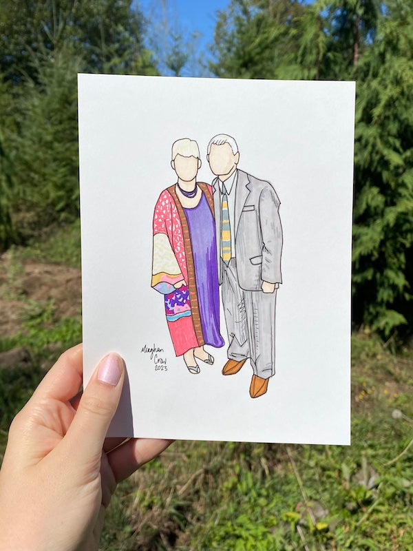 Retrato de marcador personalizado para dos personas: 9 x 6 pulgadas