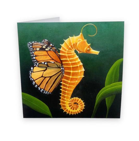 Seahorse Butterfly Art Card