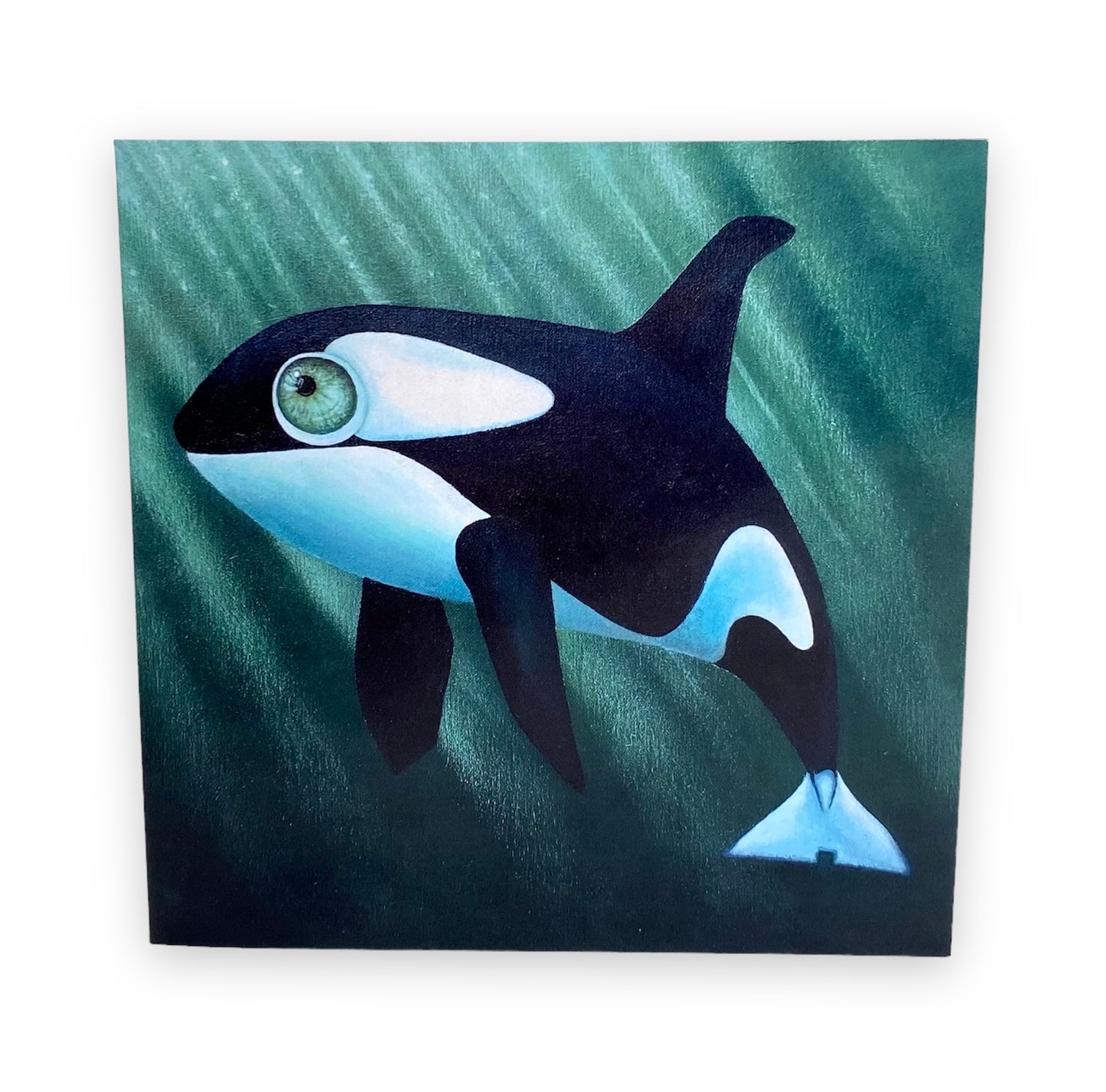 Tarjeta de ballena orca de ojos grandes