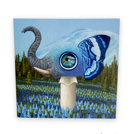 Surreal Creature Art Card- Winter Elephant Butterfly Mushroom