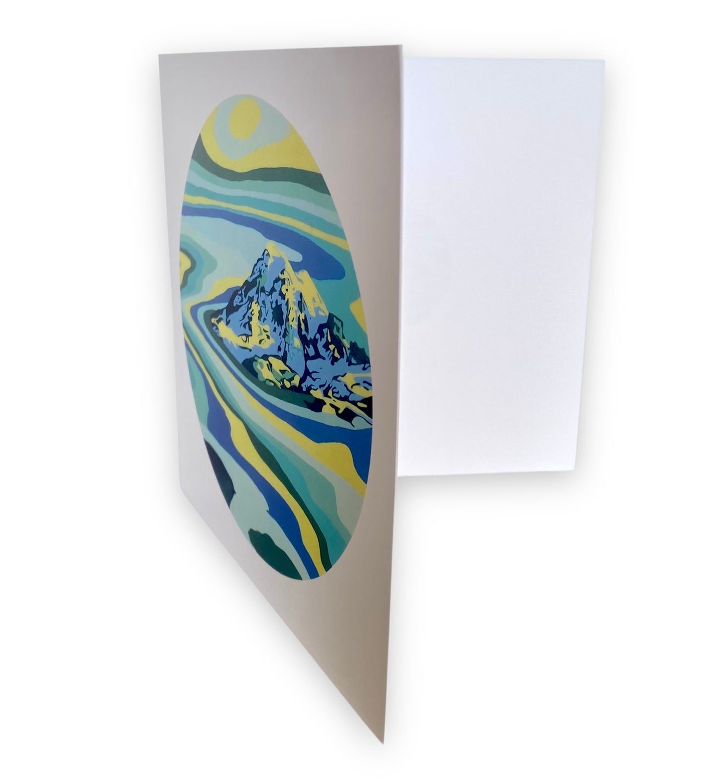 Carte d'art de peinture de montagne bleue