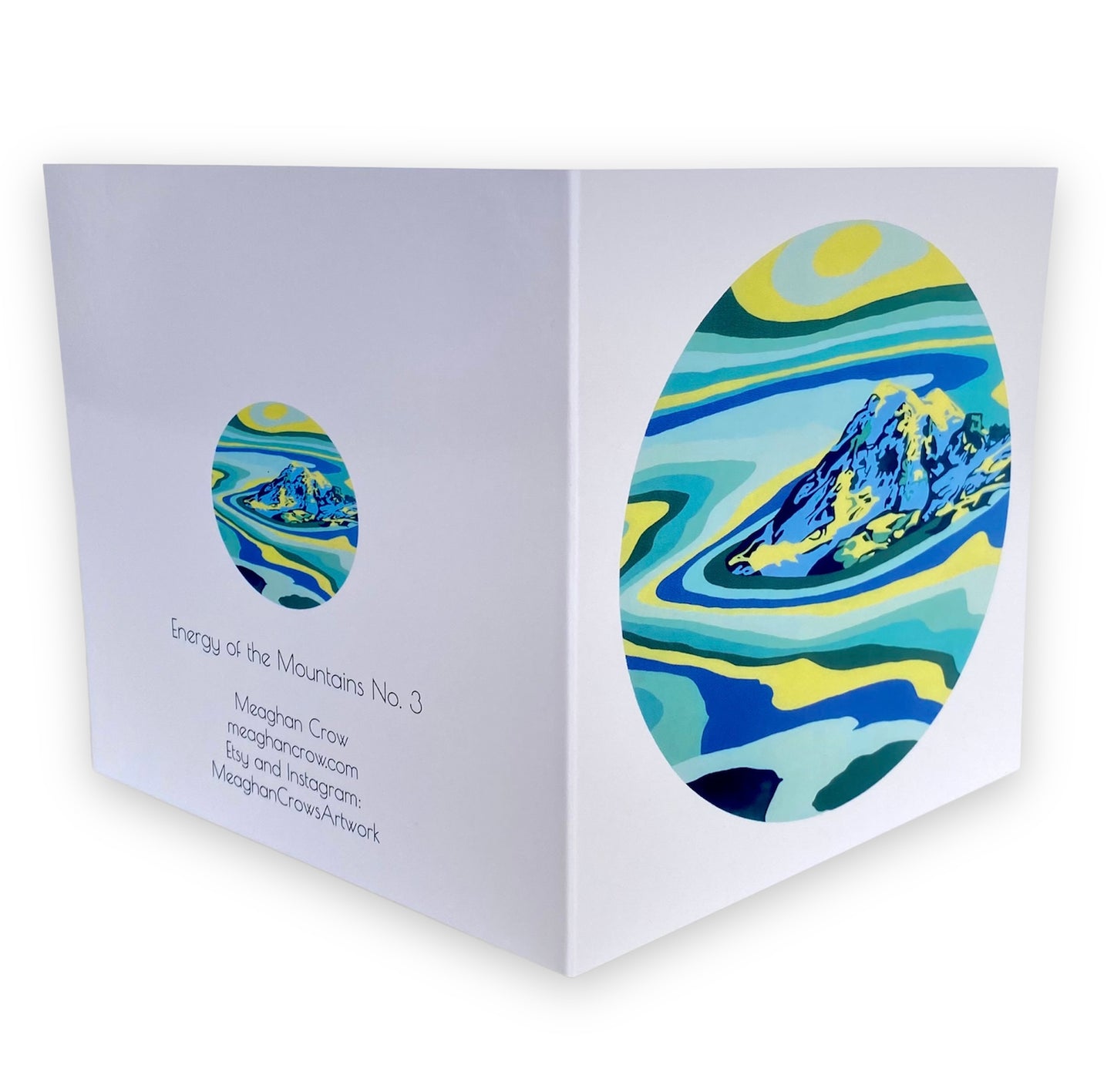 Carte d'art de peinture de montagne bleue