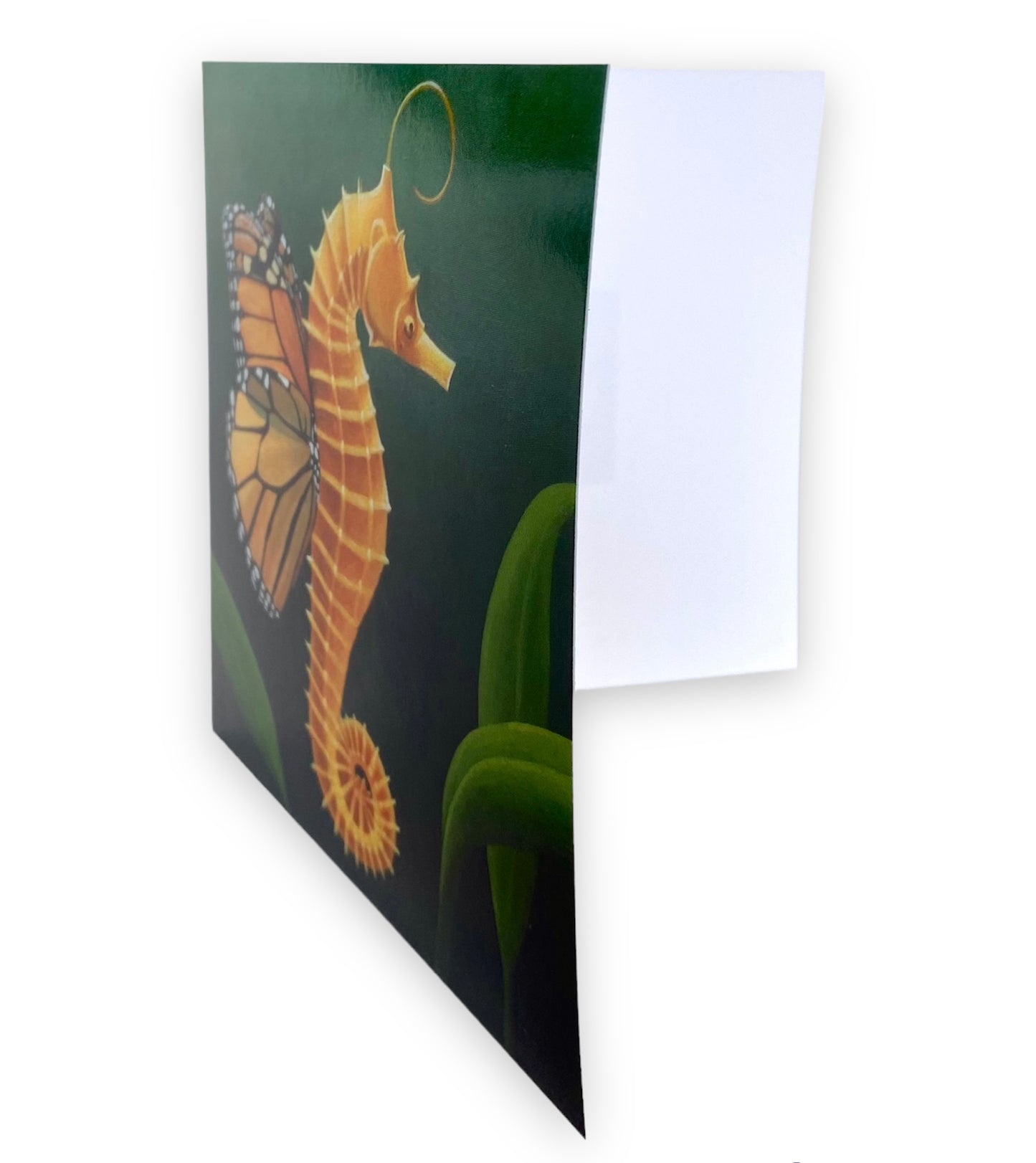 Tarjeta de arte de mariposa caballito de mar