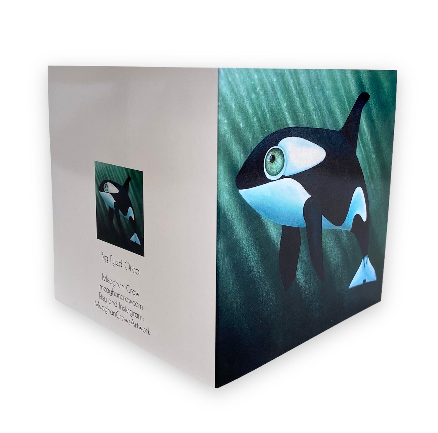 Tarjeta de ballena orca de ojos grandes