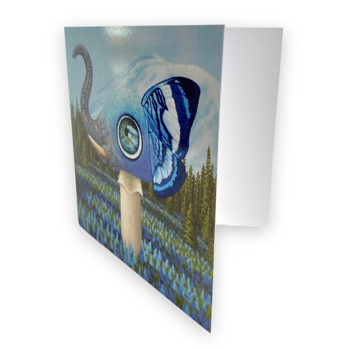 Surreal Creature Art Card- Winter Elephant Butterfly Mushroom