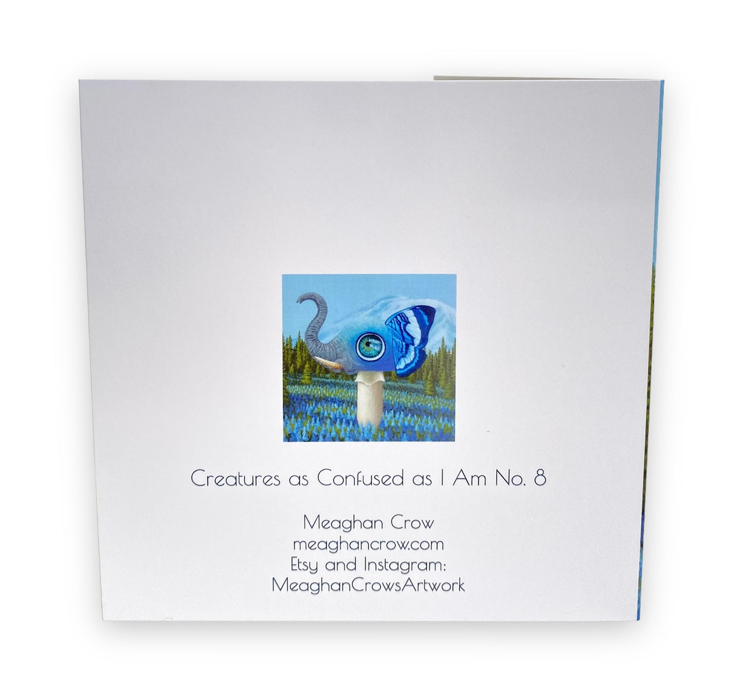 Surreal Creature Art Card- Winter Elephant Butterfly Mushroom