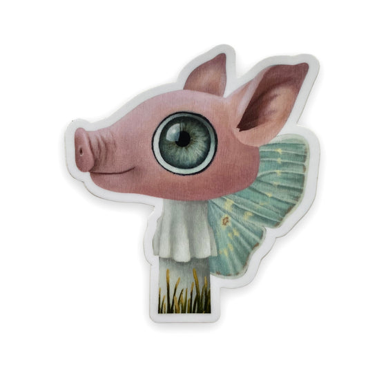 Surreal Pig Butterfly Mushroom Sticker