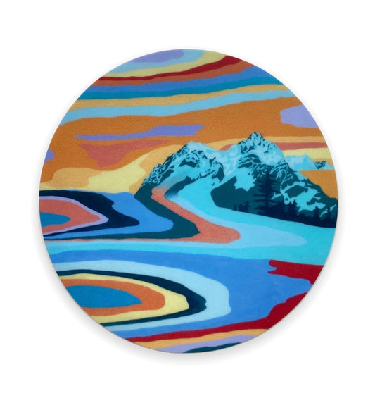 Mountain Painting Laptop Water Bottle Sticker