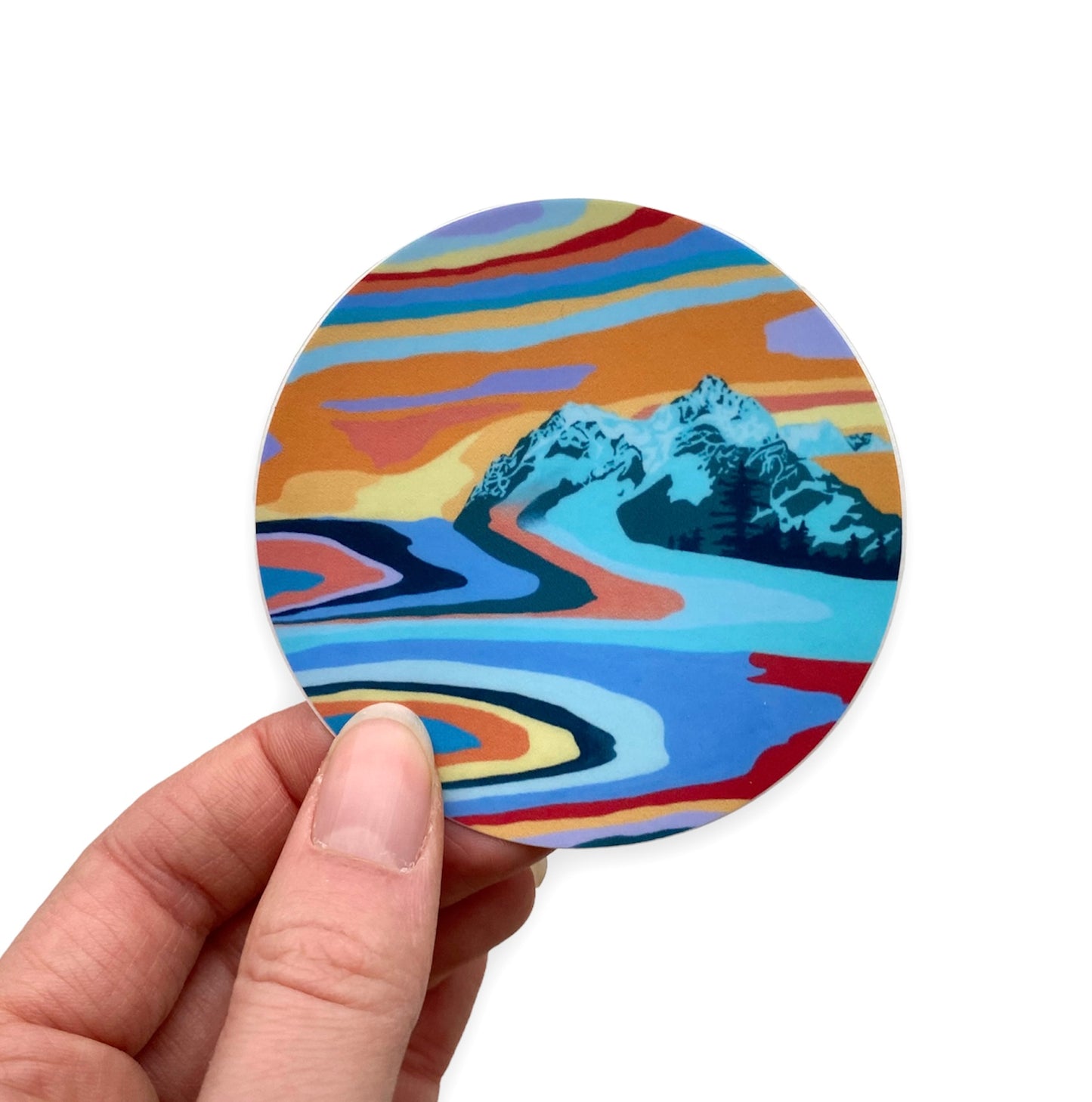 Mountain Painting Laptop Water Bottle Sticker