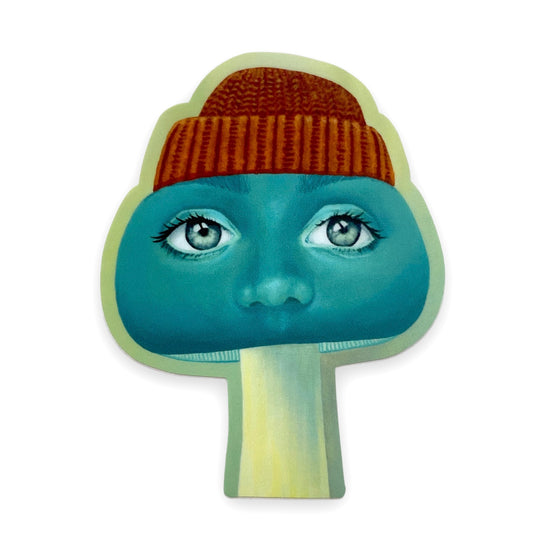 Mushroom with Toque Water Bottle Laptop Sticker