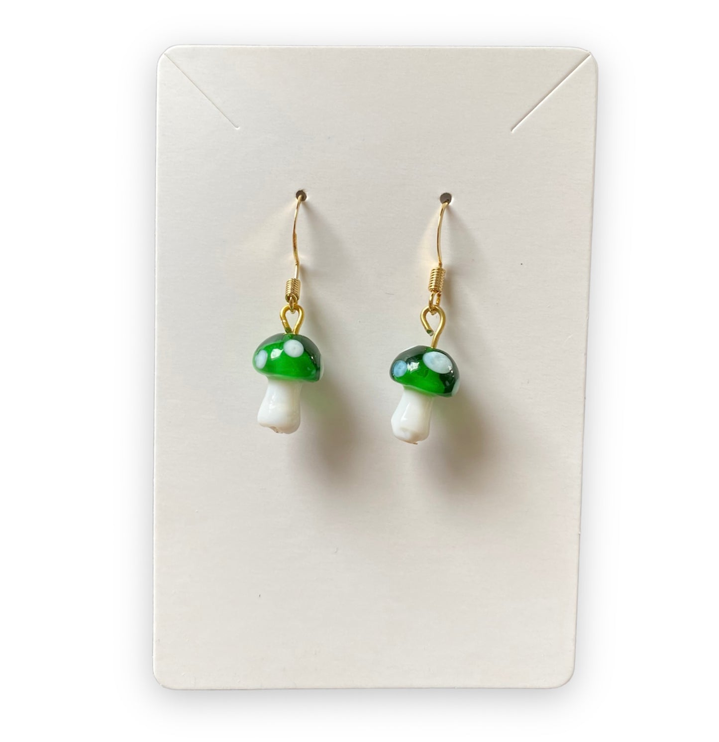 Dark Green Mushroom Earrings