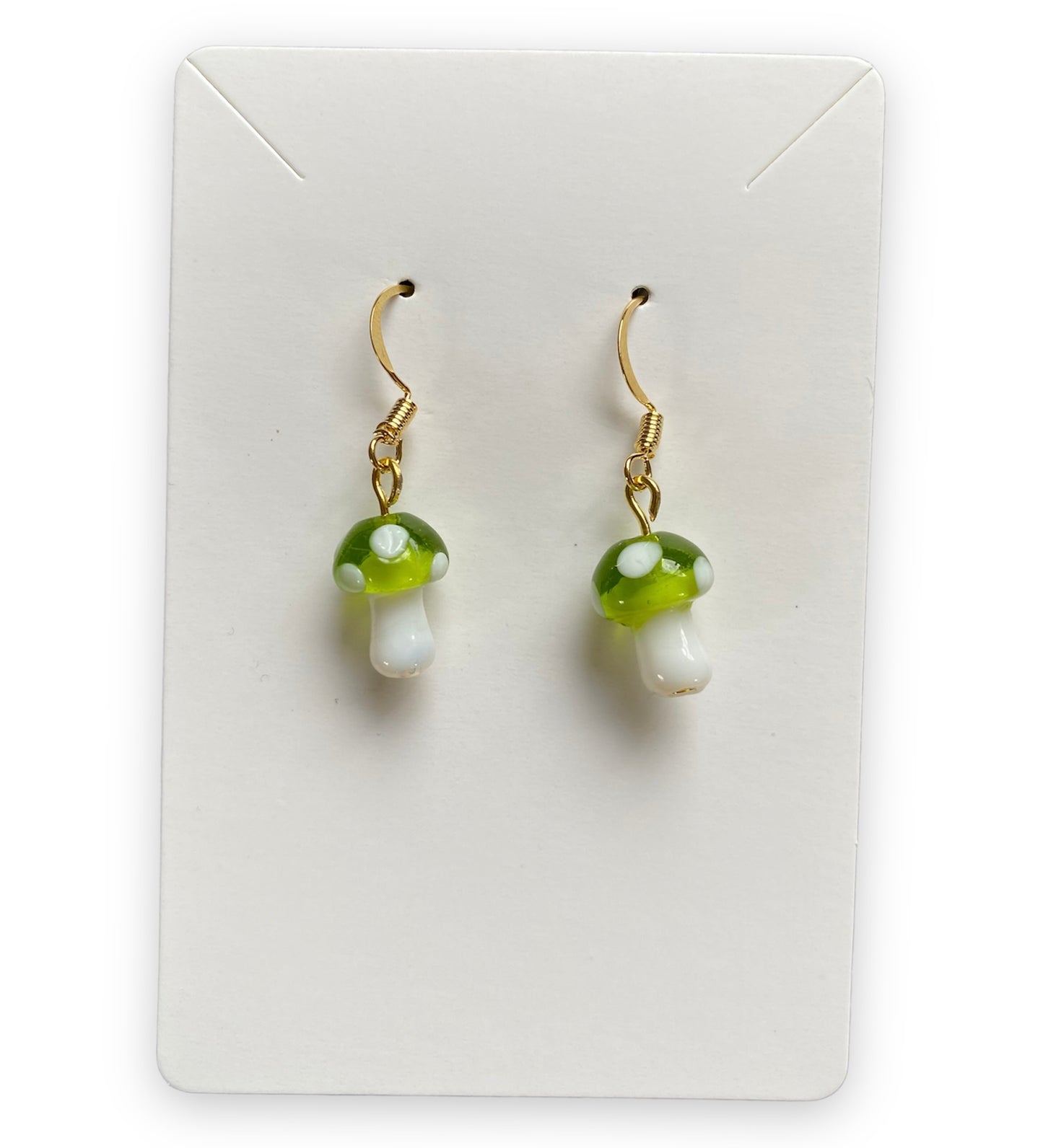 Lime Green Mushroom Earrings