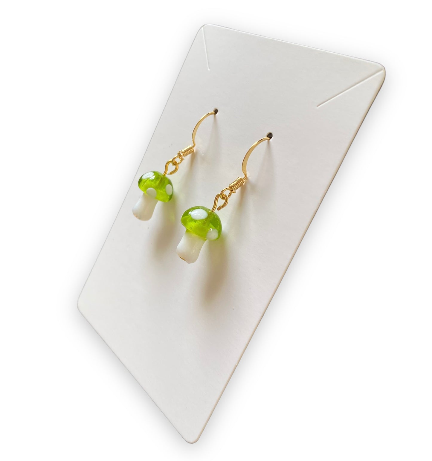 Lime Green Mushroom Earrings