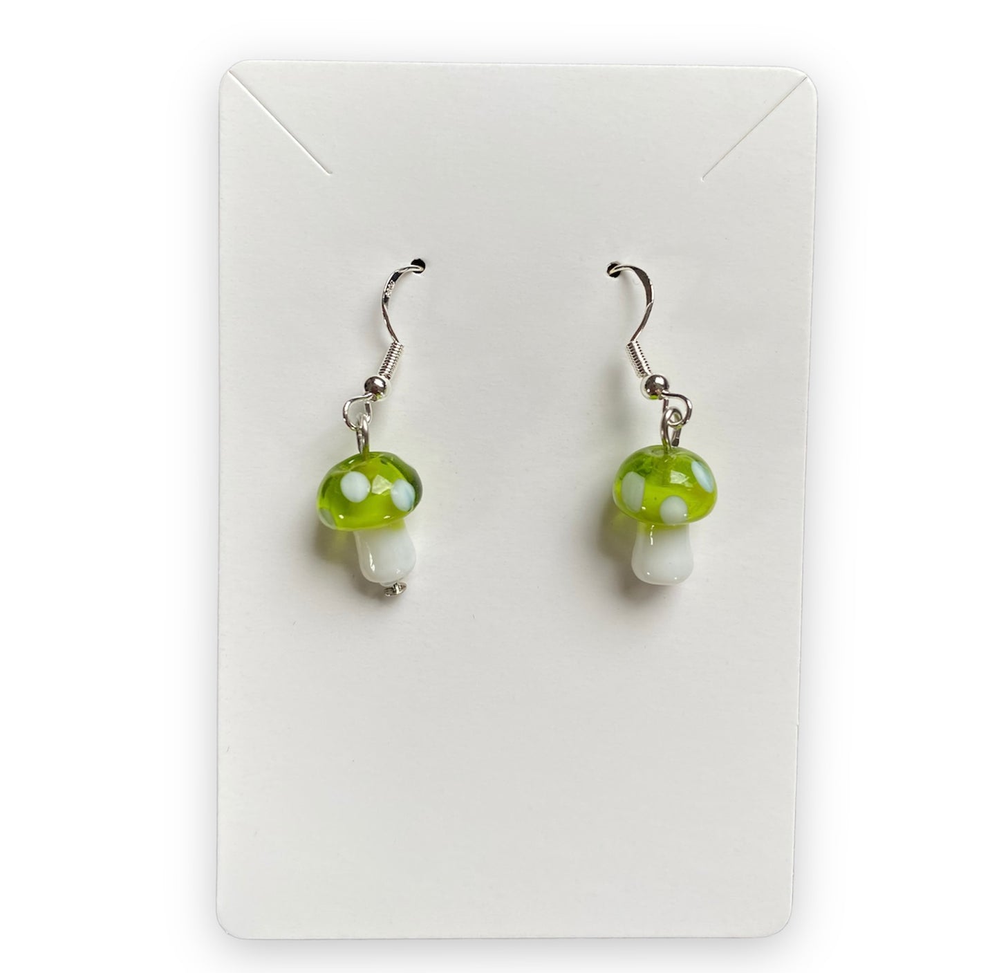 Lime Green Mushroom Earrings