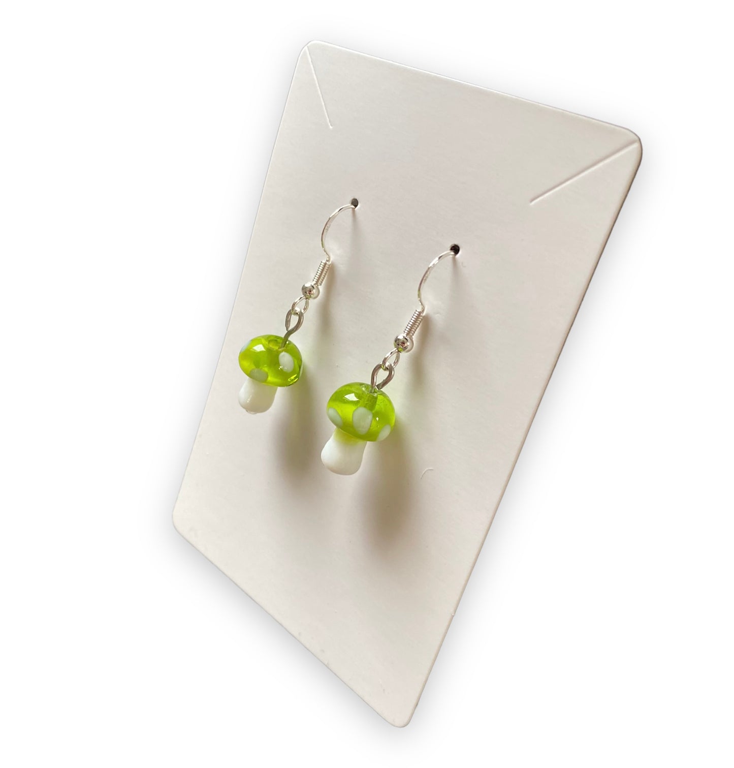 Lime Green Mushroom Earrings