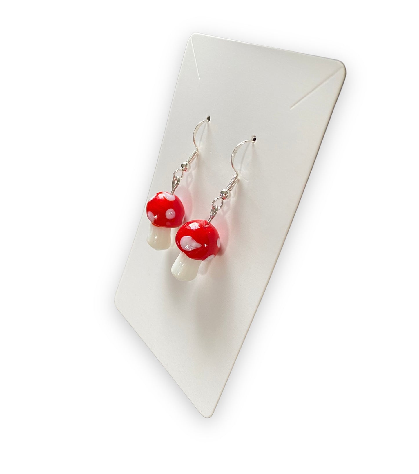 Medium Red Mushroom Earrings
