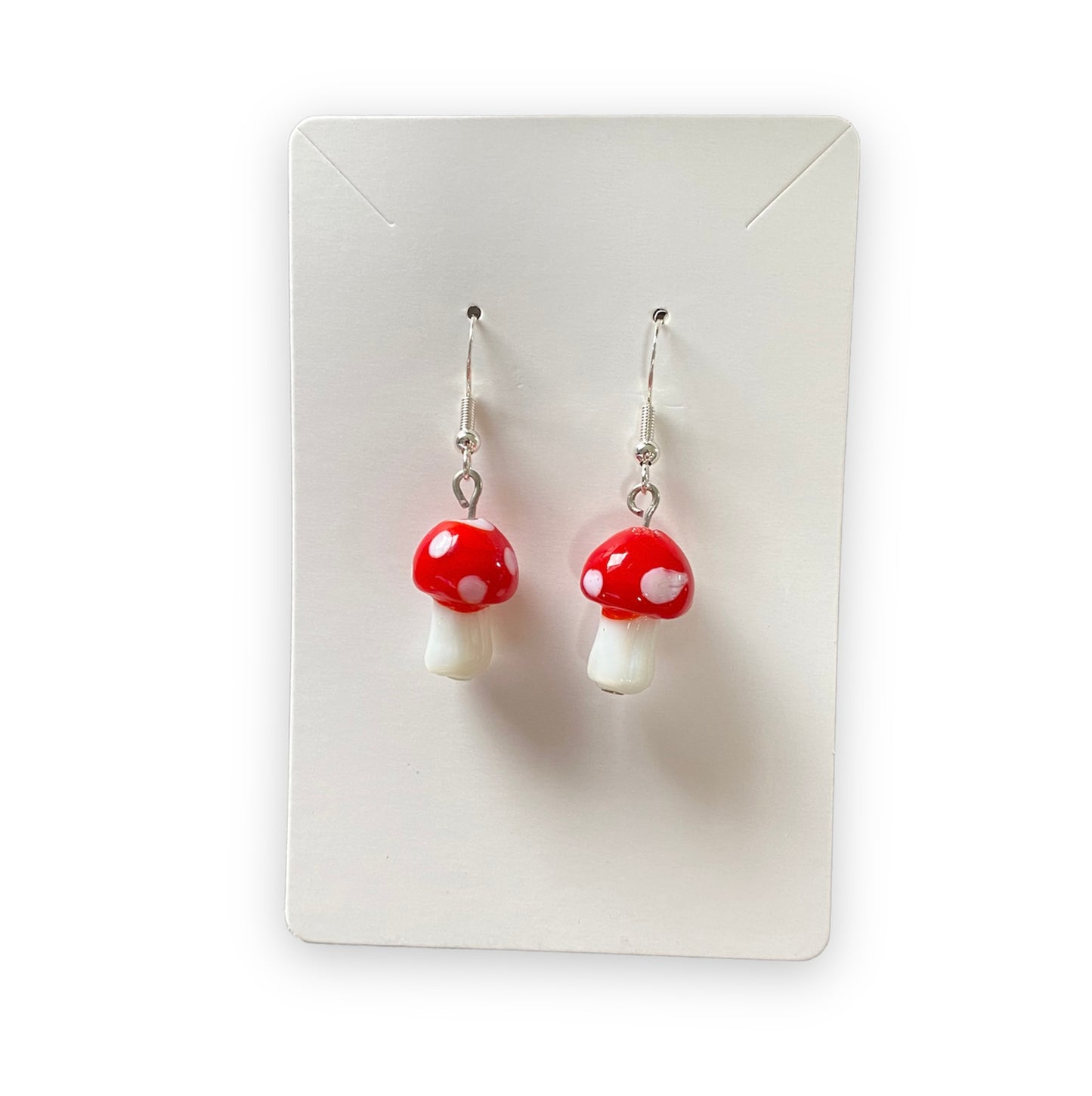Medium Red Mushroom Earrings