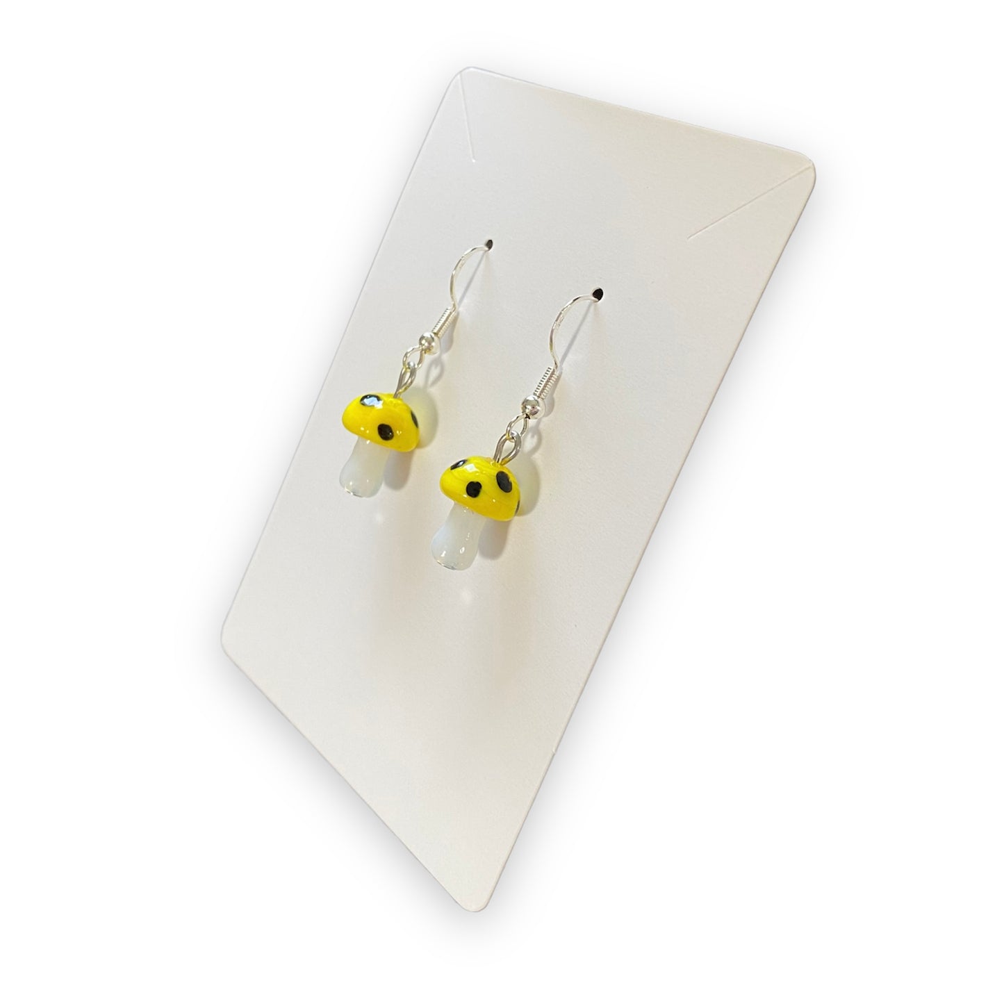 Yellow Black Dot Mushroom Earrings