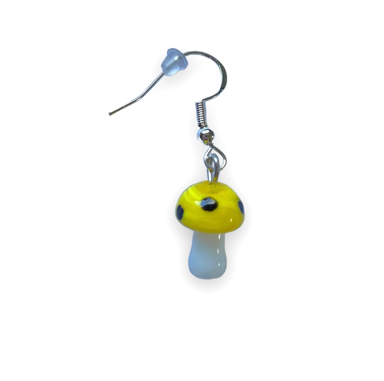 Yellow Black Dot Mushroom Earrings