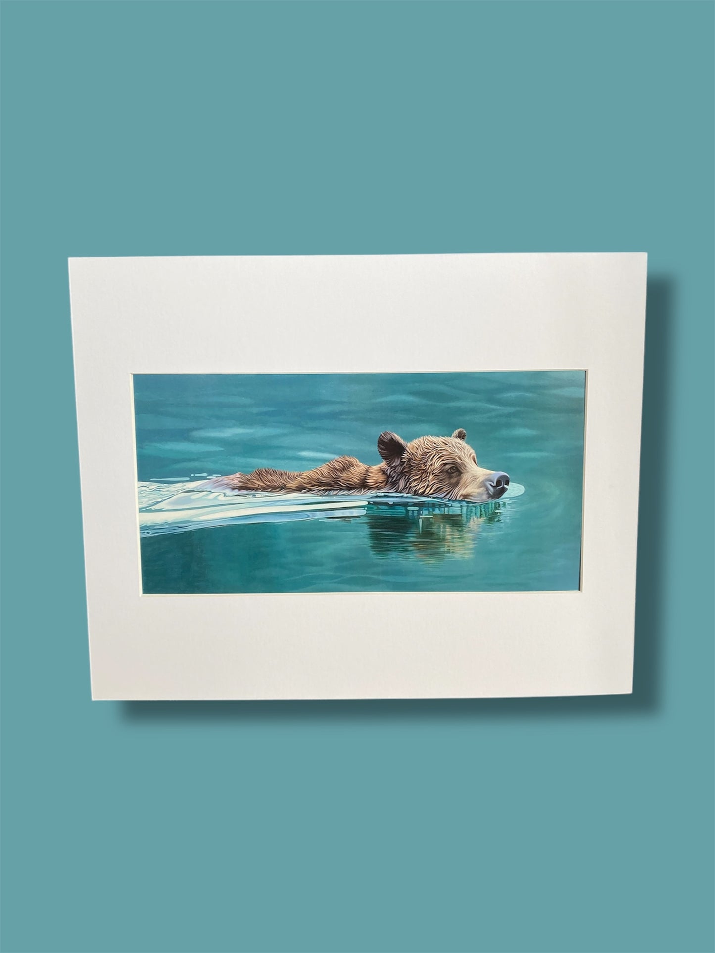 Swimming Bear Art Print with Mat