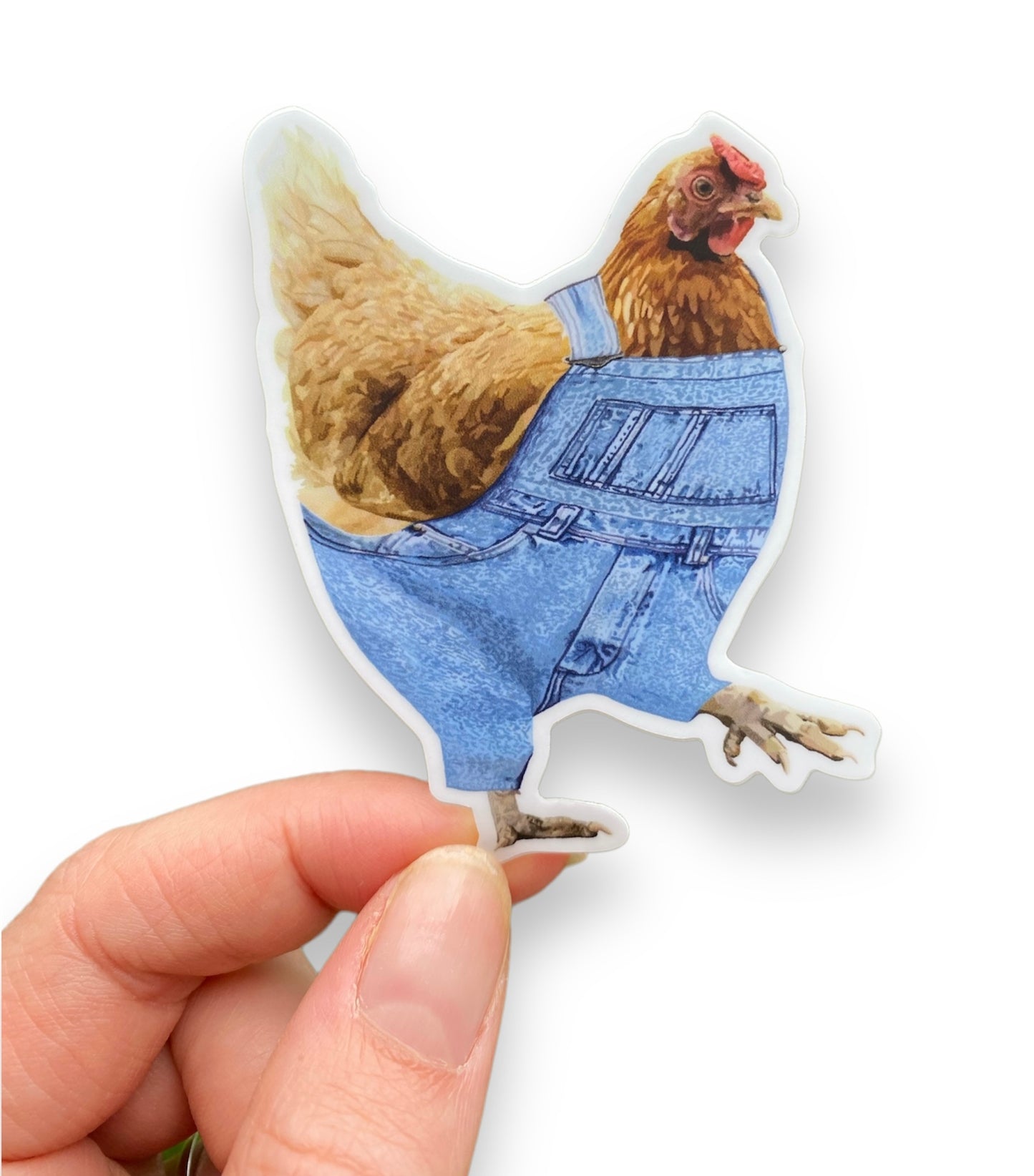 Chicken in Overalls Sticker