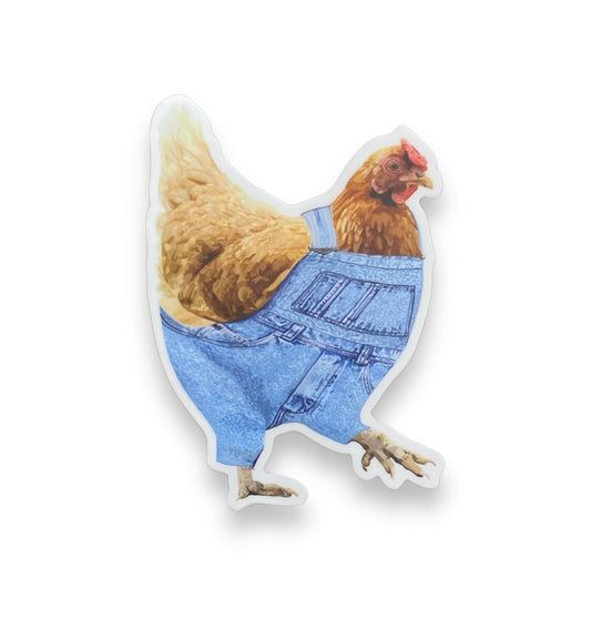 Chicken in Overalls Sticker