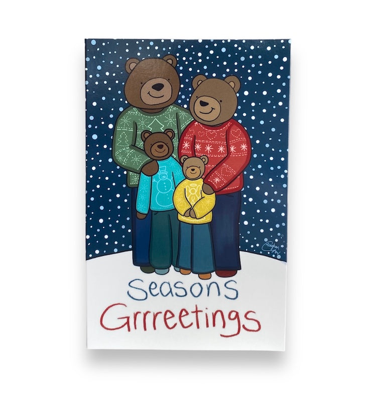 Saludos de temporada de la tarjeta de la familia Bear