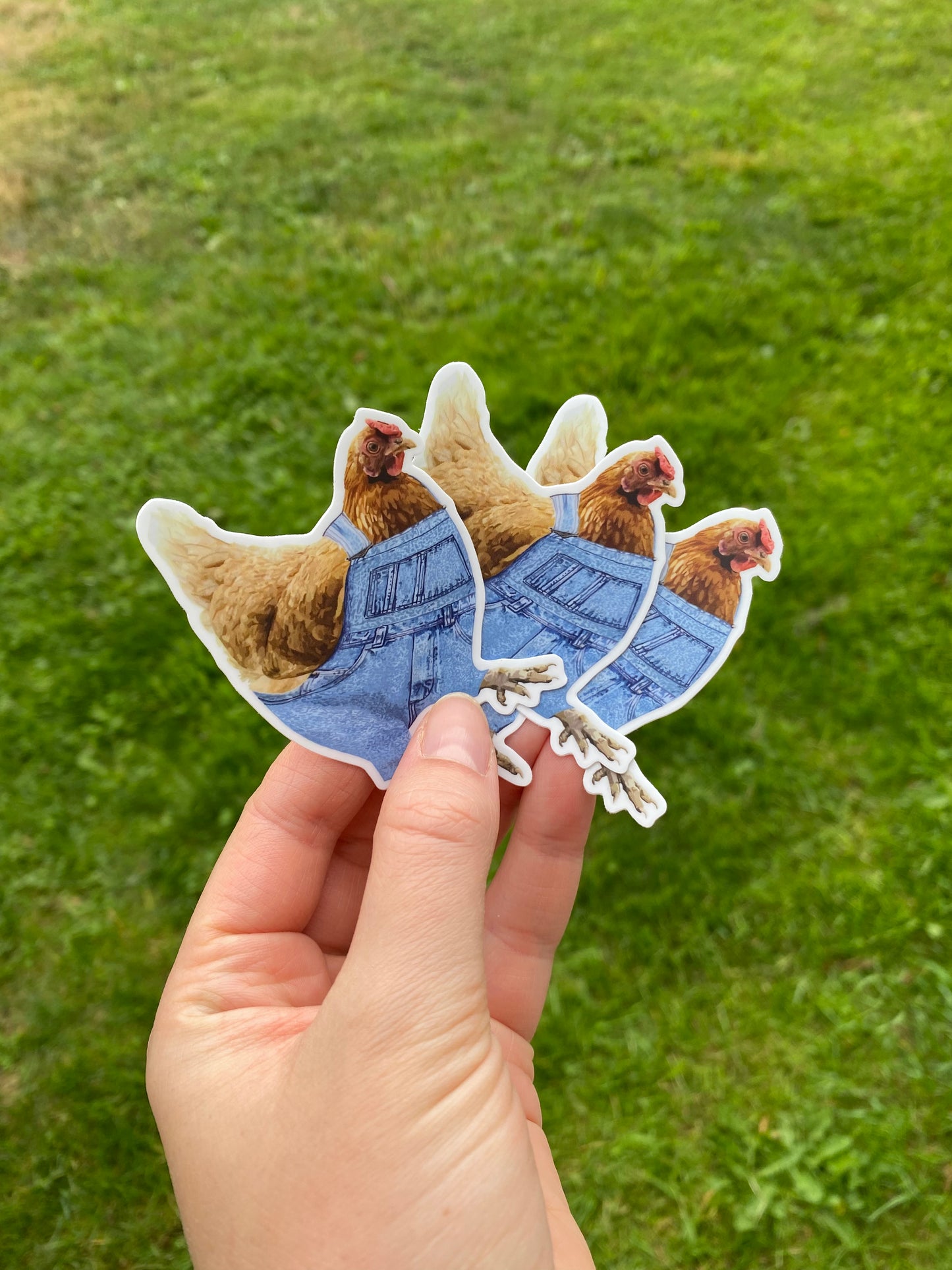 Chicken in Overalls Sticker