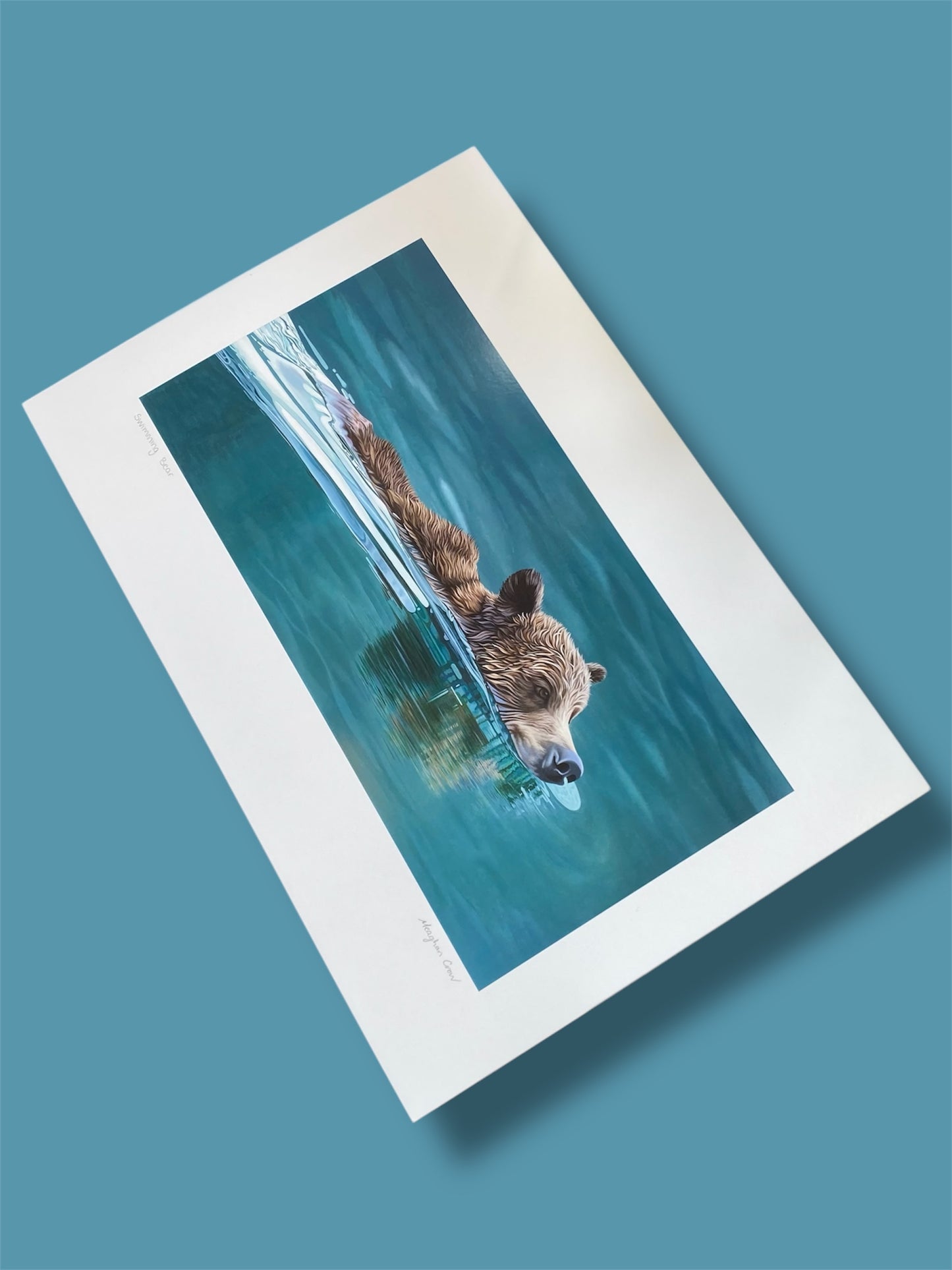 Swimming Bear Art Print with Mat