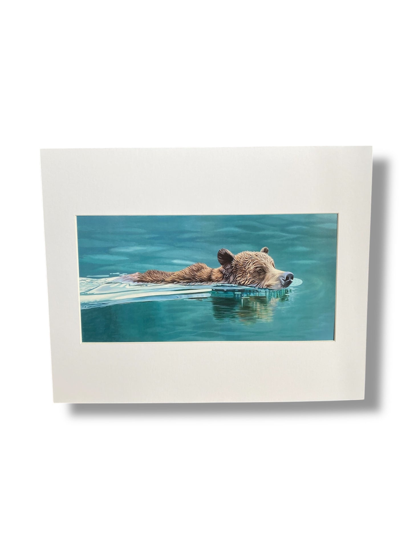 Swimming Bear Art Print with Mat